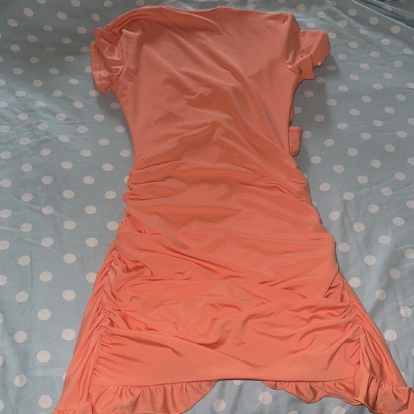 Tied cut out front ruffle Trim Wrap Hem Dress - Picture 2 of 5